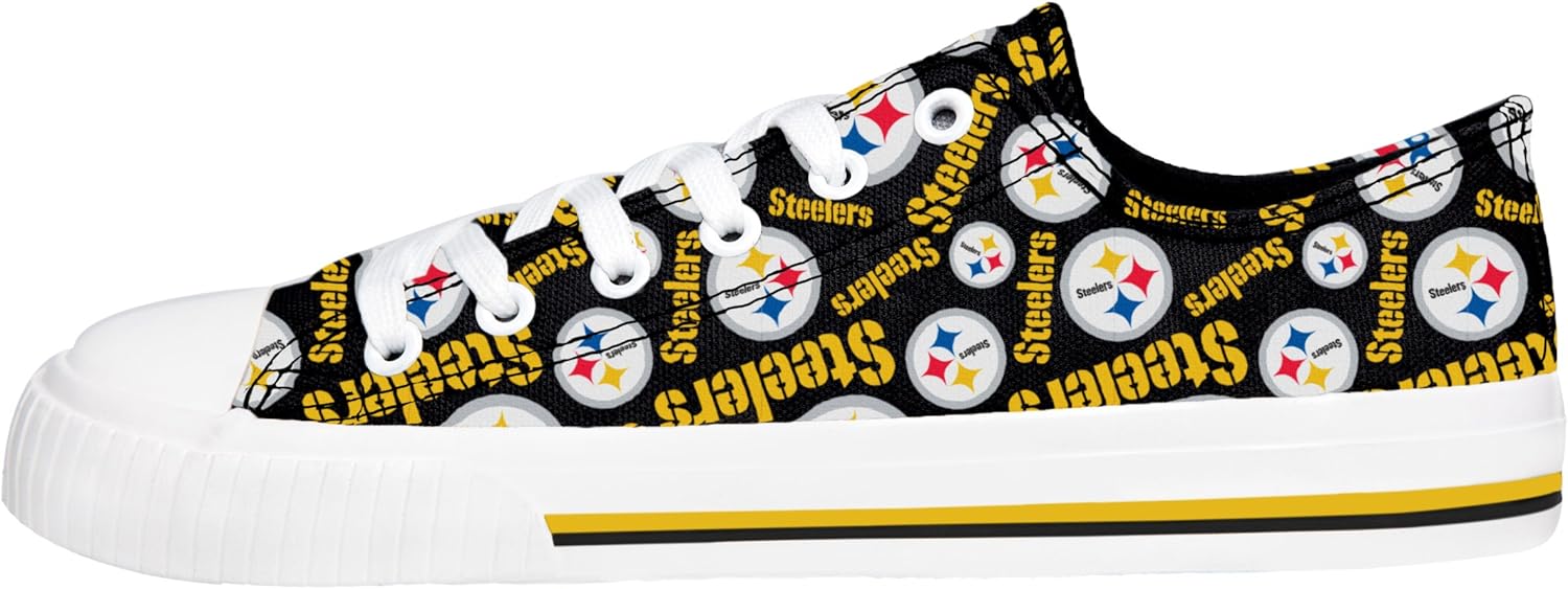 FOCO NFL Womens Low Top Repeat Print Canvas Shoe: Pittsburgh Steelers, Large : Clothing