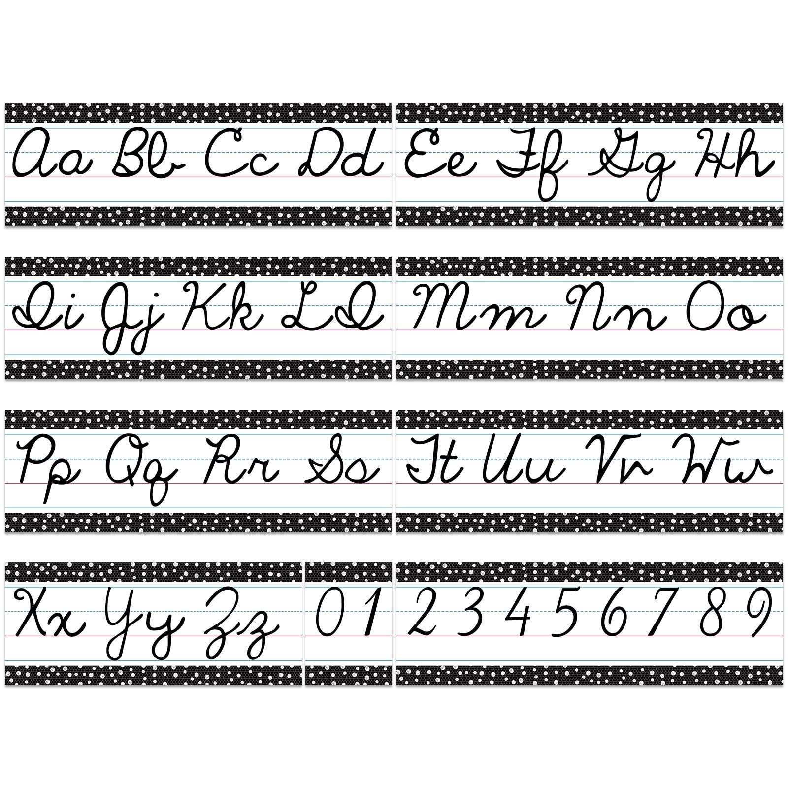 Humyoun Set of 9 Cursive Writing Bulletin Board Cursive Alphabet Wall ...