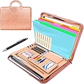 NATISERAUM Padfolio Portfolio Binder with Handle, 3-Ring Folder Organizer, Vegan Leather Portfolio with Notepad Includes 5 Dividers with 10 Pockets for Documents Filesfor Documents Files and 1 Pen