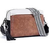 Roulens Triple Zip Small Crossbody Bag for women,Wide Strap Cell Phone Purse Shoulder Handbag Wallet with Credit Card Slots | Triple Zip, Small, Wide Strap