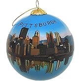Art Studio Company | Blown Glass Christmas Ornament | Pittsburgh, Pennsylvania Skyline | Hand Painted Inside | Original Art | Includes Gift Box