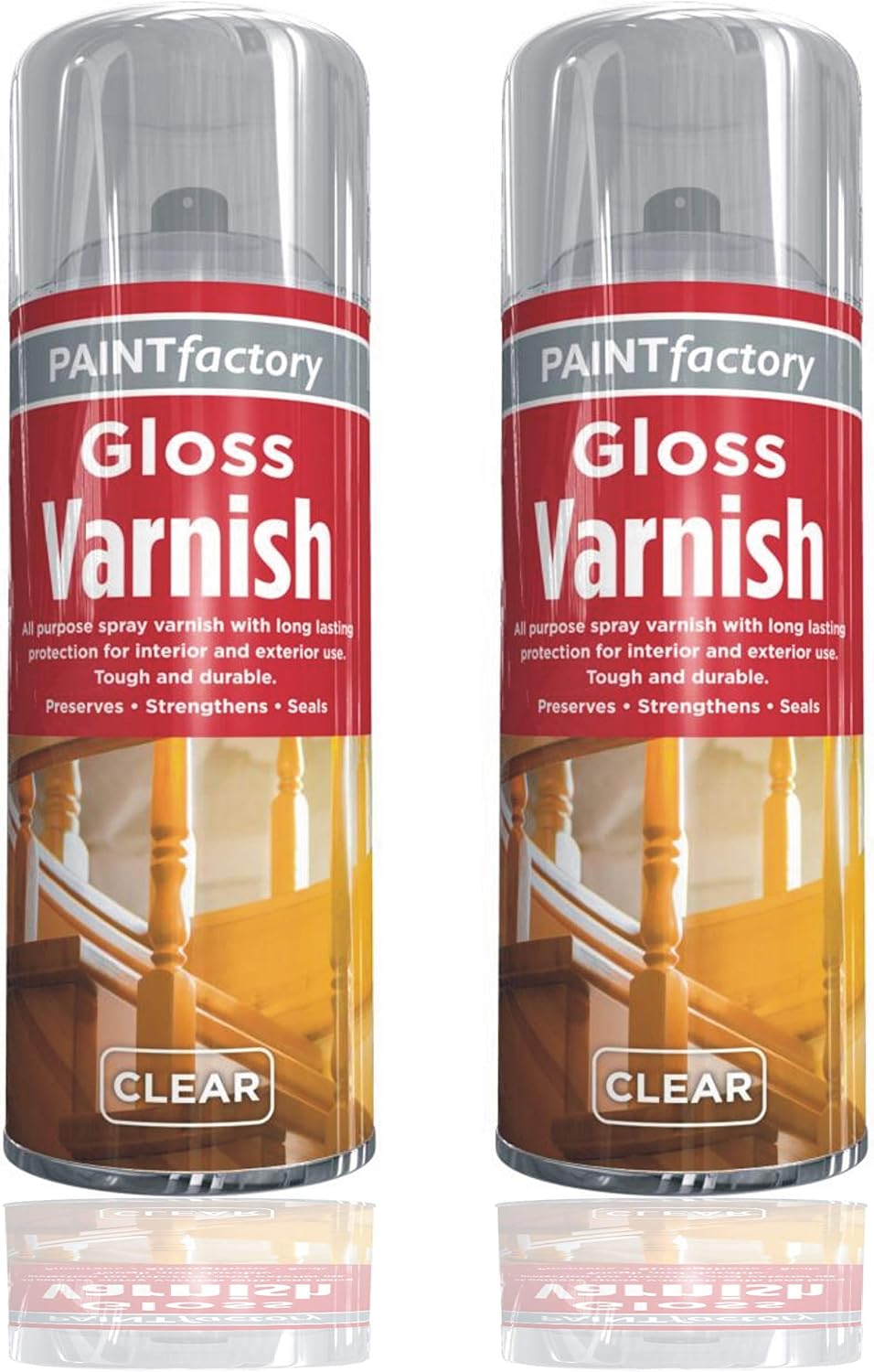 Wood Varnish Clear Gloss 400ML - Acrylic Clear Varnish Gloss Finish Spray Wood Color Paint All Purpose ( 2 Cans)