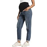 Foucome Women's Maternity Jeans Stretchy High Waist Pregnancy Boyfriend Denim Pants