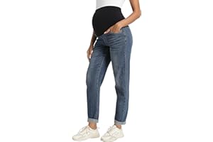 Foucome Women's Maternity Jeans Stretchy High Waist Pregnancy Boyfriend Denim Pants