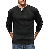COOFANDY Men's Knit Henley Sweater Long Sleeve Button Down Fall Sweaters and Pullovers