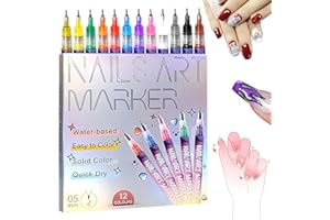 FINNDEEN 12 Colors Nail Art Pens Set,2025 New Nail Art Markers for Gel Nails, DIY Nail Art Marker Drawing Painting Liner Pen for Kids Adults (1 Set)