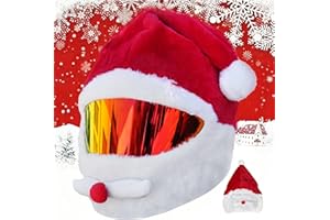 VCOROS Motorcycle Helmet Cover Christmas, Fluffy Full Face Helmet Cover Decoration, Festive Gear Xmas Cover for Fun Rides