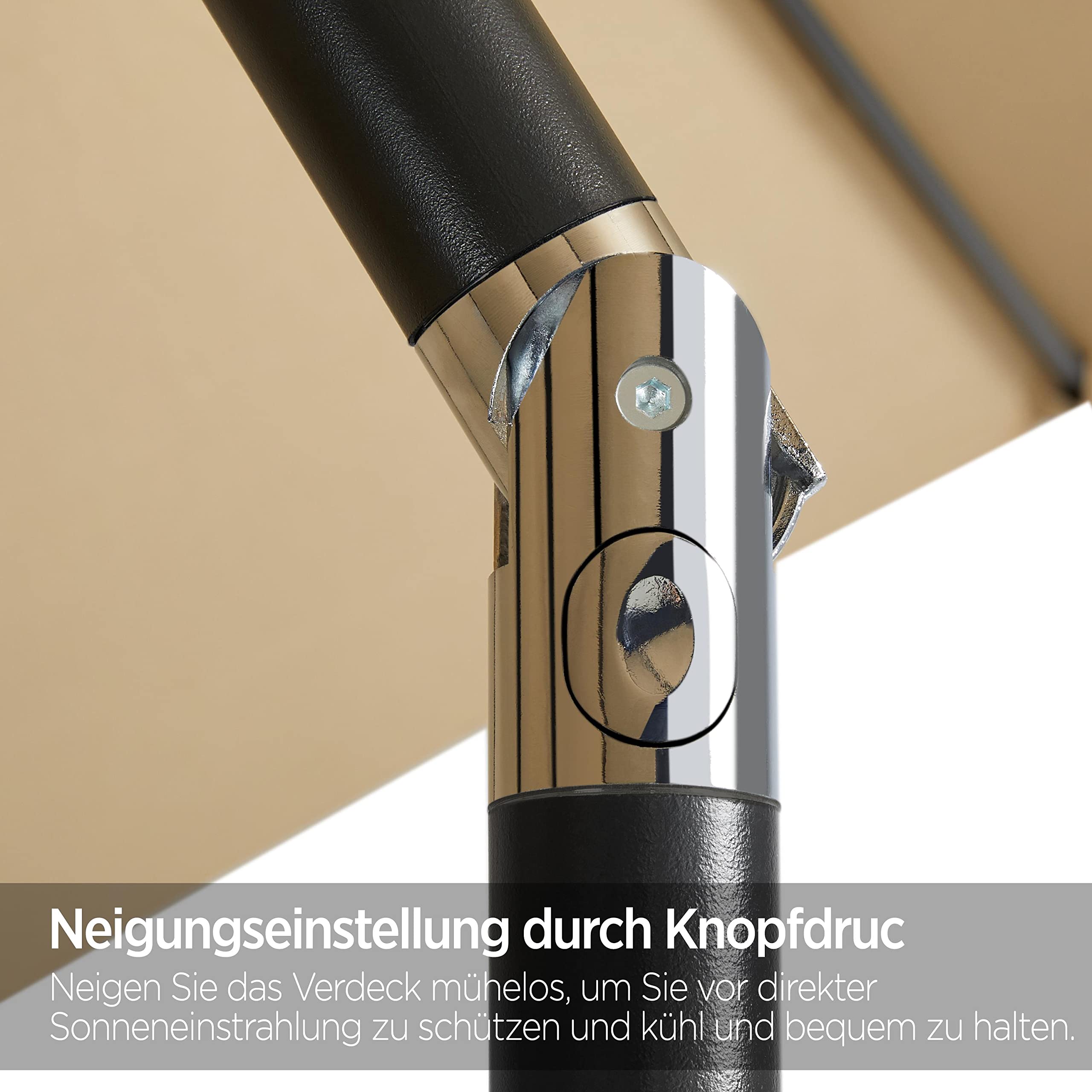 Yaheetch Sonnenschirm Ø 230cm Marktschirm Gartenschirm mit Kurbel Wasserdicht Terrassenschirm Rund Sonnenschutz 7