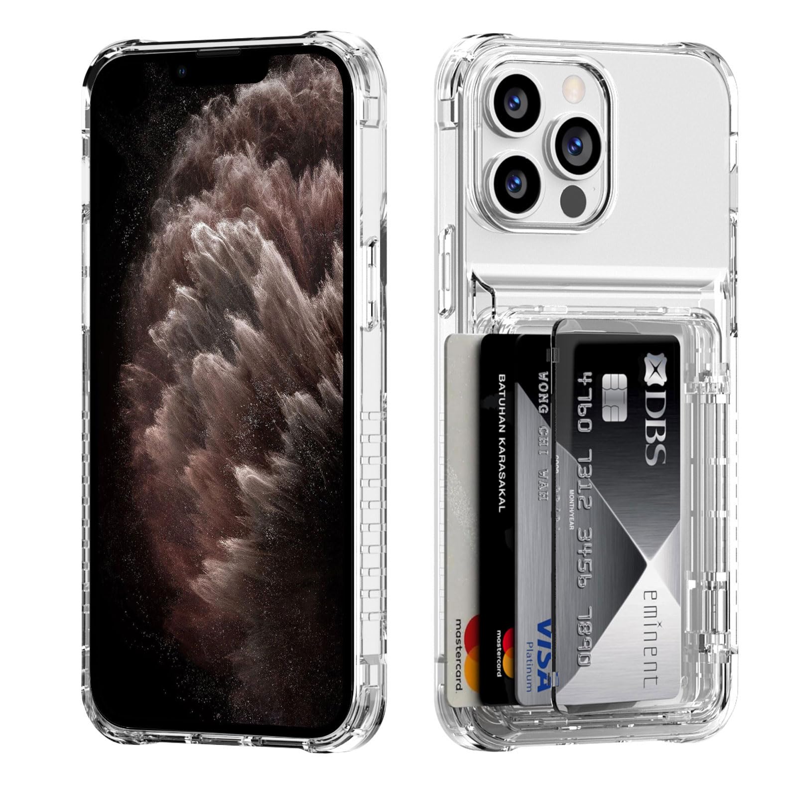 Photo 1 of ACANDYA for iPhone 11 Pro Max Case Wallet Clear Protective Phone Case with Credit Card Holder Heavy Duty Protection Shockproof Anti-Scratch Anti-Yellow Cover for iPhone 11 Pro Max 6.5 inch Transparent