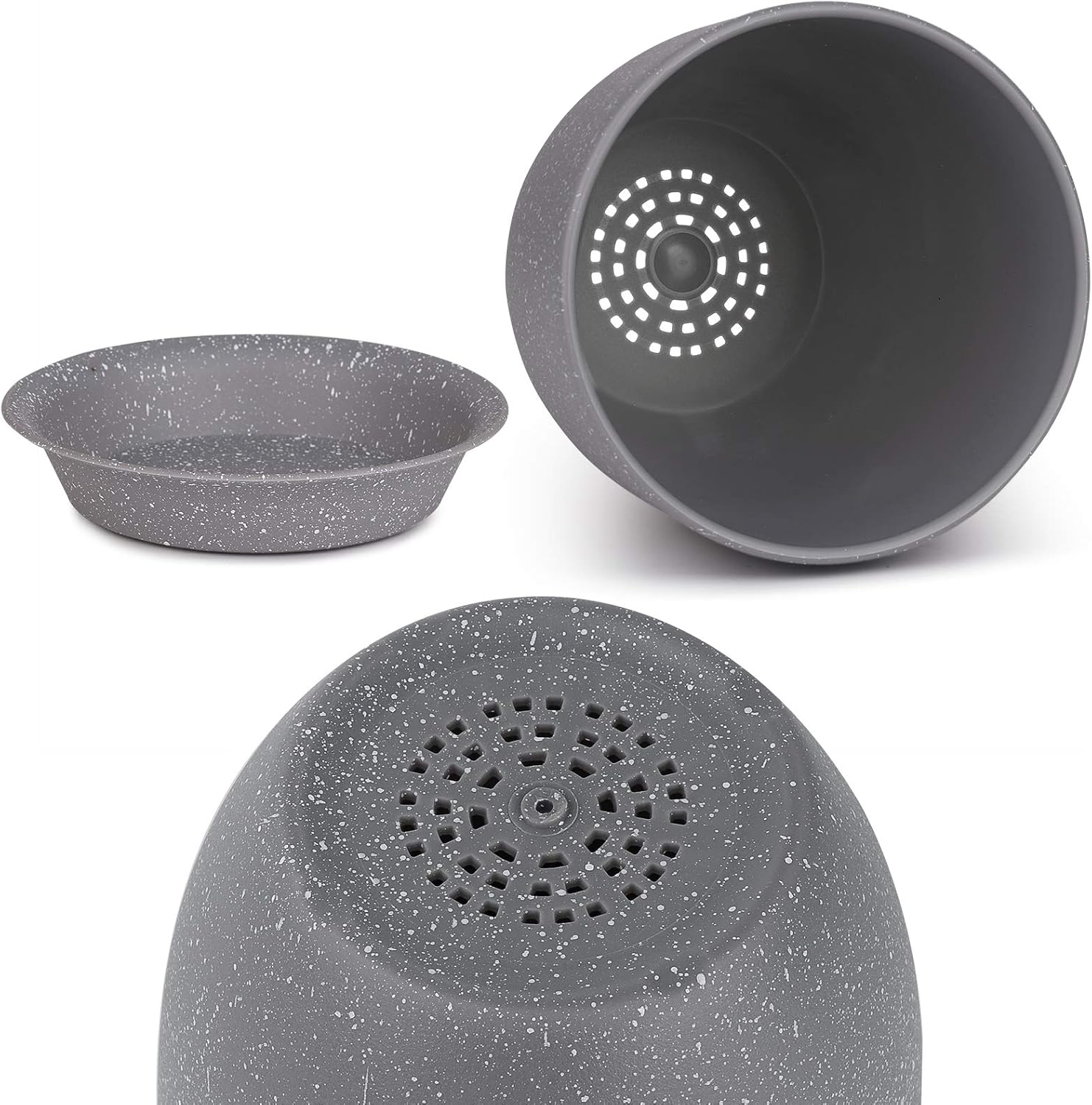 Plastic Planter, HOMENOTE 7/6/5.5/4.8/4.5 Inch Flower Pot Indoor Modern Decorative Plant Pots with Drain Hole and Saucer for All House Plants, Succulents, Flowers, Speckled Gray: Kitchen & Dining