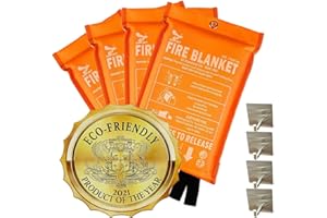 Supa Ant Emergency Fire Blanket for Home and Kitchen - 4 Pack 1500F High Visibility (Glow in The Dark) Smother Kitchen Fire Blanket - CE Certified Hero Fire Blankets Emergency for Home (40in)