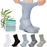 Revosoxs Diabetic Crew Socks for Men Women,Bamboo Viscose Non-Binding Loose Top Wide Socks with Seamless Toe 9-11 10-13