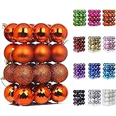 Emopeak 24Pcs Christmas Balls Ornaments for Xmas Christmas Tree - 4 Style Shatterproof Christmas Tree Decorations Hanging Ball for Holiday Wedding Party Decoration (Orange, 2.4"/6.2CM)