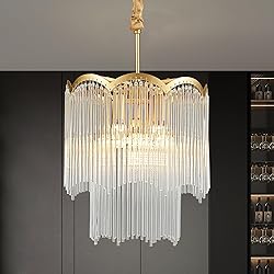 Faibra 12.52" Gold Clear Glass Crystal Pendant