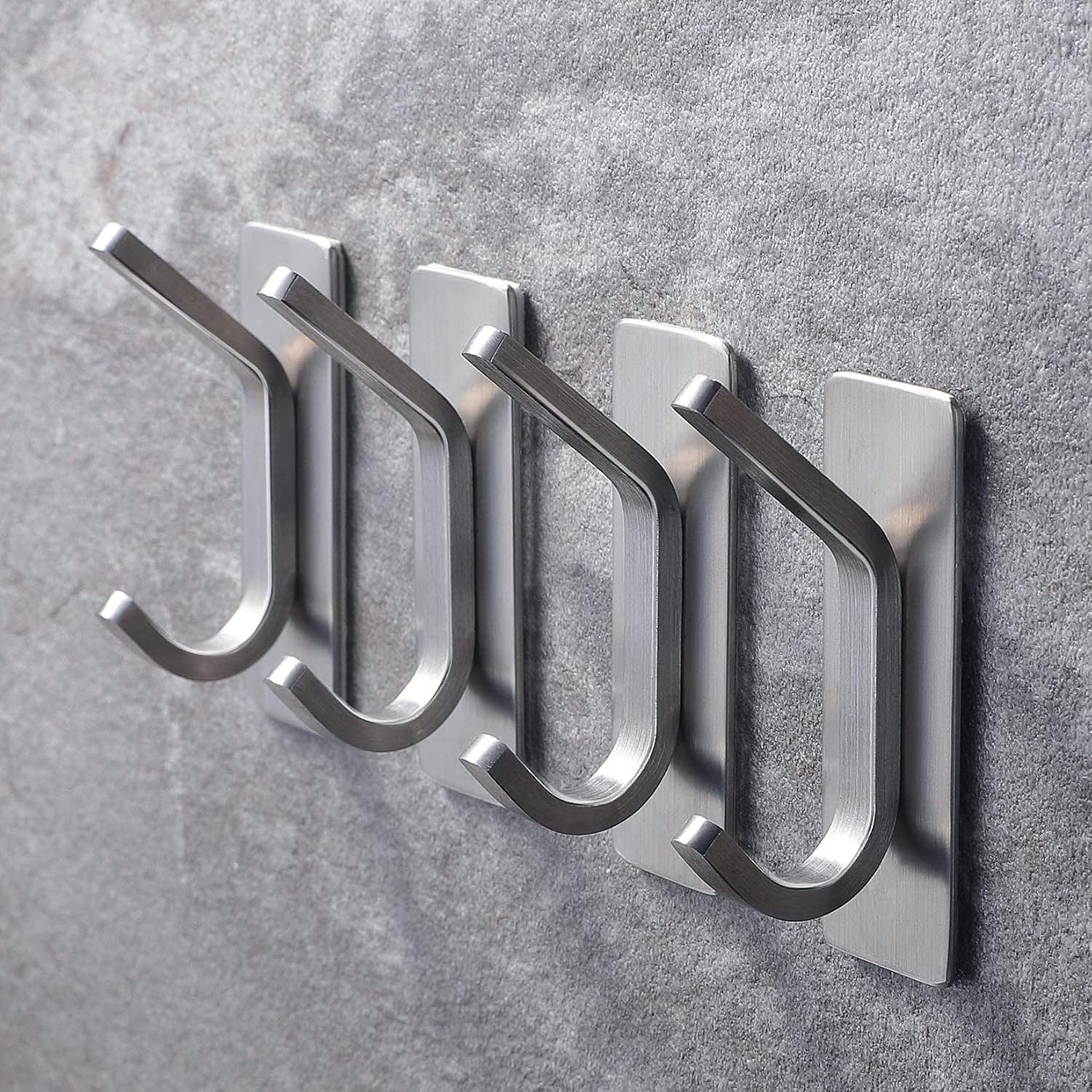 YIGII Towel Hook/Adhesive Hooks - Wall Hooks for Coat/Robe/Towels Stick on Bathroom/Kitchen 4-Pack, Stainless Steel - - 