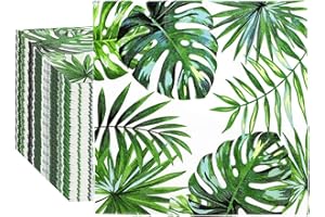 Engrowtic 100 Pcs Tropical Palm Leaf Napkins Luncheon Paper Hawaiian Luau Napkins 6.5 x 6.5'' Square Safari Napkins 2 Ply Disposable Jungle Baby Shower Party Decorations for Summer Birthday Supplies