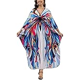 KECVOT Kaftan Dresses for Women Plus Size Batwing Sleeve Caftans Long Bathing Suit Cover Up Maxi Beach Dress Loungewear