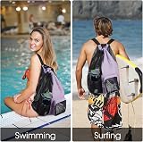 WANDF Swim Bag Mesh Drawstring Backpack Wet Pocket Purple view 2