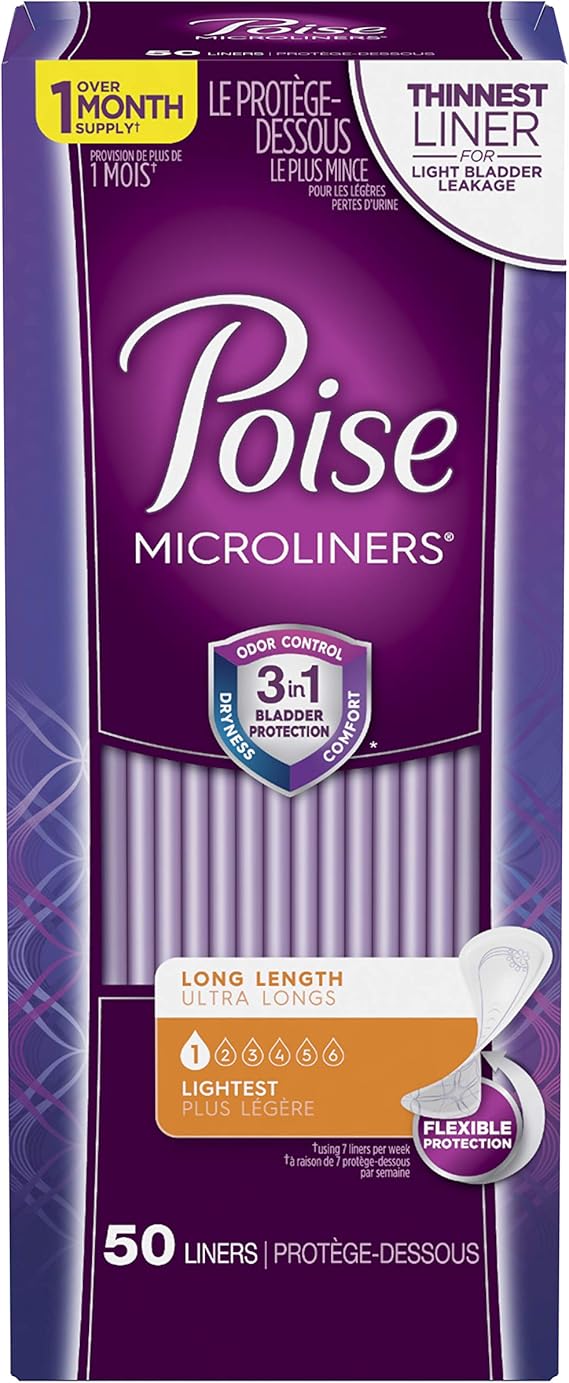 Poise Microliners, incontinence panty liners, lightest