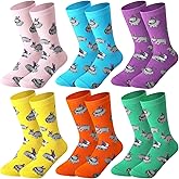 Velmitten 6 Pairs Easter Bunny Socks for Men Rabbit Novelty Adorable Colorful Socks for Adult Easter Holiday Gifts, L