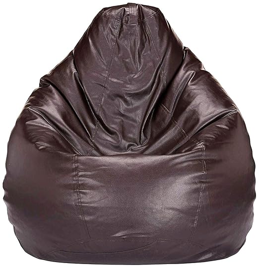 Mellifluous Leatherette Bean Bag Cover Without Beans (XL, Brown)
