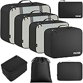 BAGAIL 8 Set Packing Cubes Luggage Packing Organizers for Travel Accessories-Jet Black
