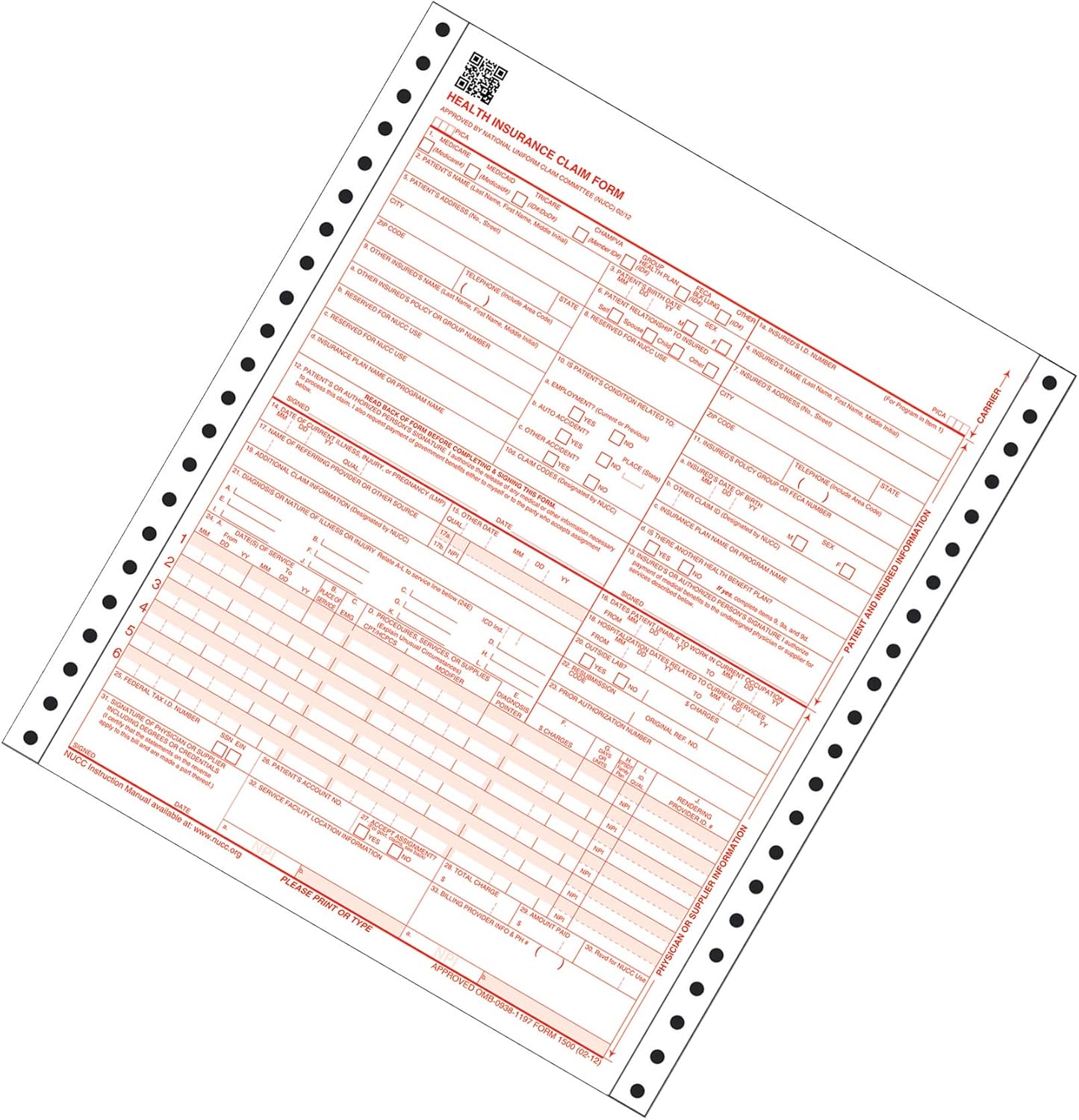 Adams CMS-1500 Health Insurance Claim Forms, 2-Part, Continuous, 9.5 x 11 Inches, 100 Sets per Pack (CMS1500CV)