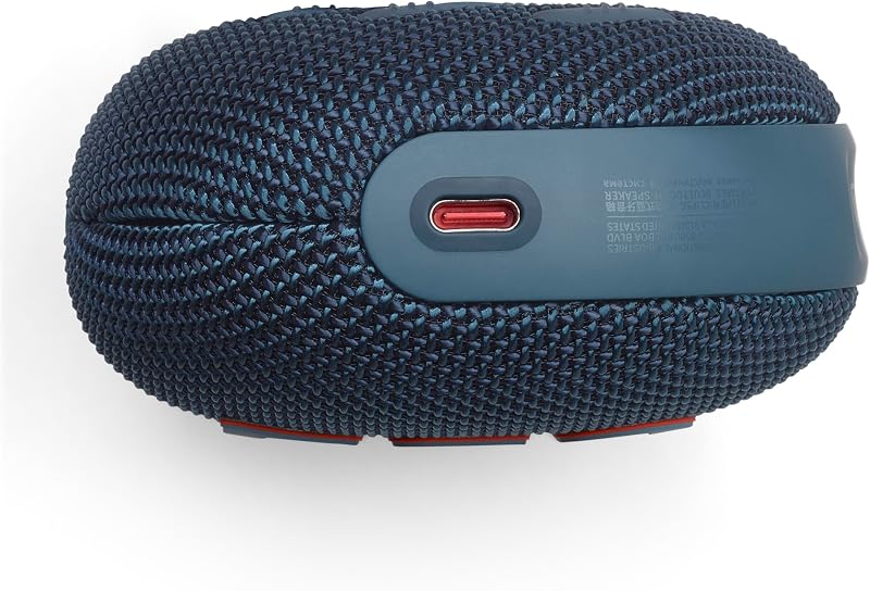 Coluna Bluetooth CLIP5, carregamento USB-C, prova de pó IP67, impermeável, compatível com aplicações, estrutura de mosquetão, radiador passivo incluído, portátil, azul JBLCLIP5BLU