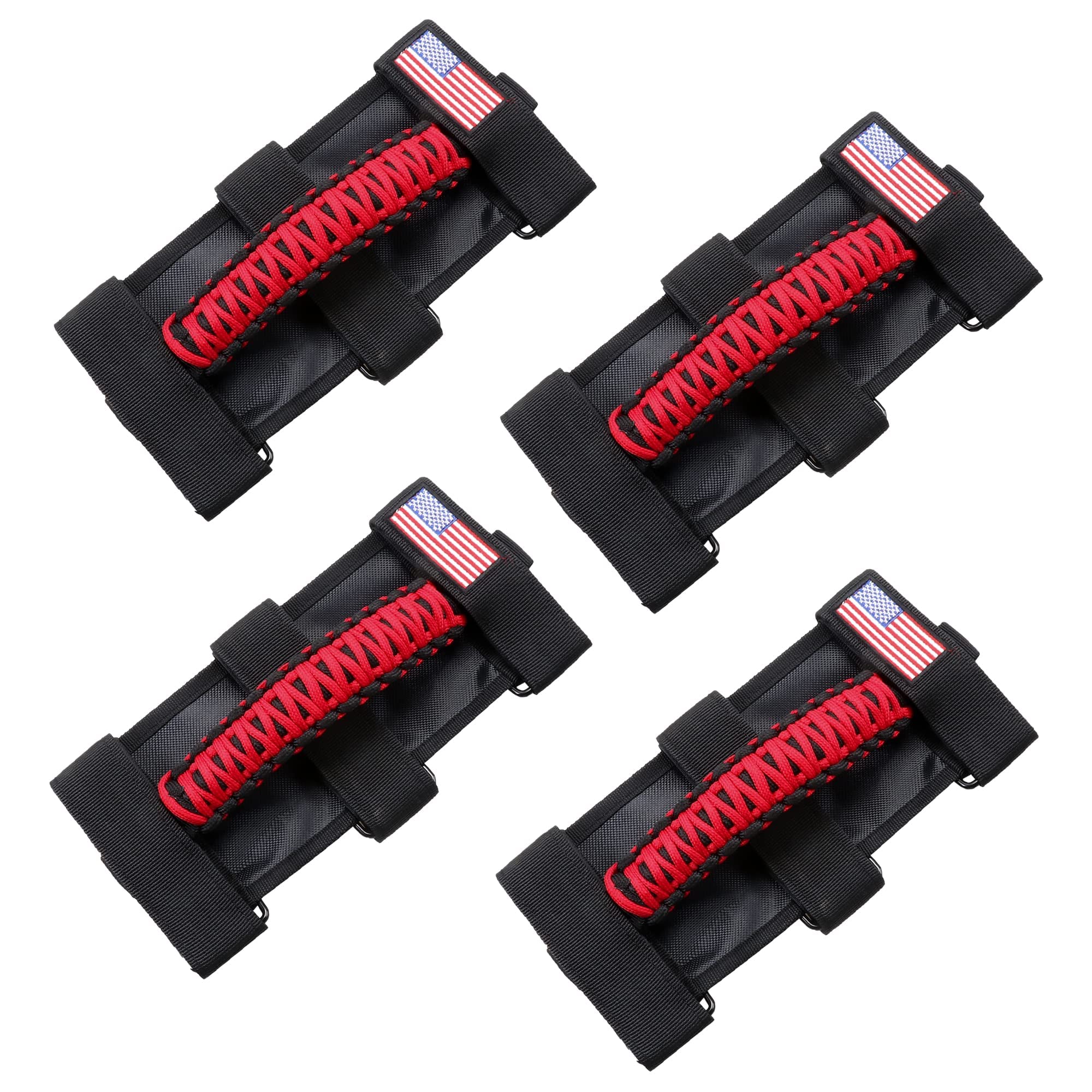 2-Pack Blue Roll Bar Grab Handles For Jeep Wrangler YJ, TJ, JK, JL, JT - 2/4 Door, ABS + Oxford Material