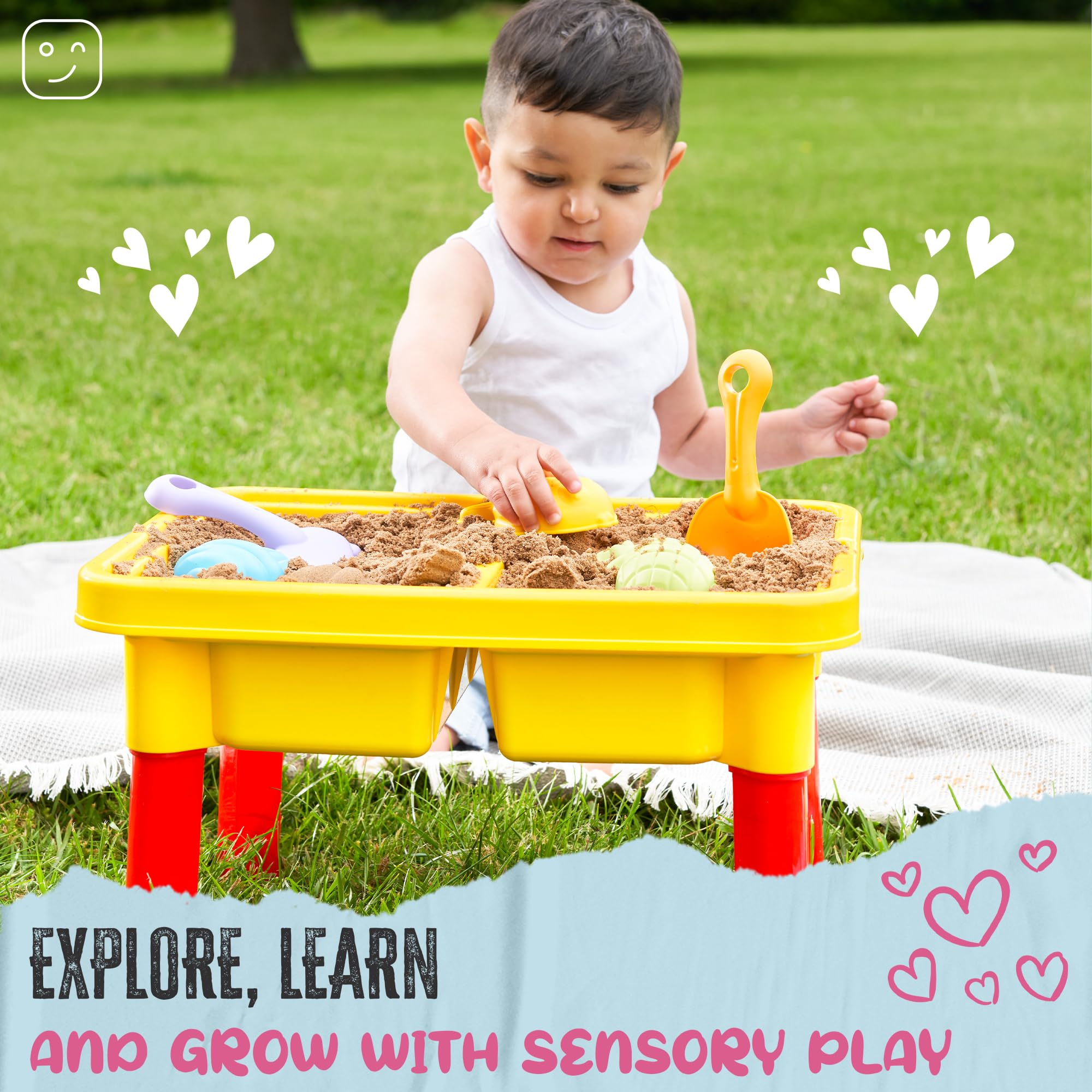Kraftex Kids Sensory Table for Toddlers. Use as Sand Water Table for Toddlers, Sand Table or Sensory Bin Table. Indoor or Outdoor Water Sand Table.