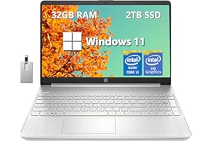 HP 15.6" FHD Laptop, Intel i3-1215U Processor, 32GB RAM, 2TB PCIe SSD, Intel HD Graphics, Bluetooth, 720p HD Camera, HDMI, Wi
