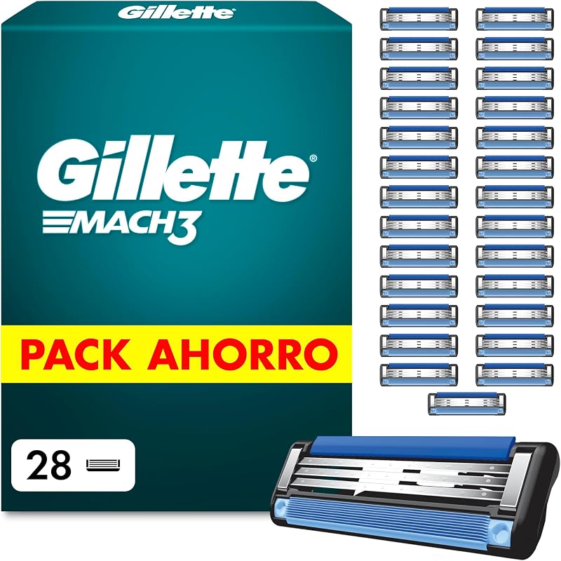 Mach3 Base Cuchillas de Afeitar Hombre, Pack de 28