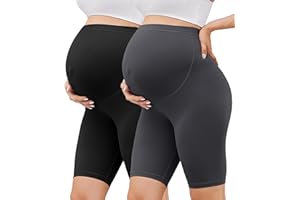 BONVIGOR Buttercloud Maternity Shorts Over The Belly-8" Pregnancy Biker Shorts Women Lounge Yoga Pants