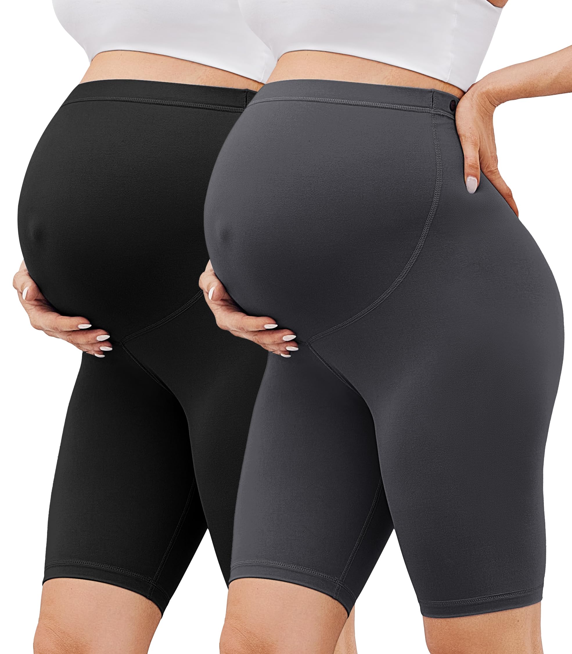 Photo 1 of ***BLACK PAIR ONLY***
BONVIGOR Buttercloud Maternity Shorts Over The Belly-8" Pregnancy Biker Shorts Women Lounge Yoga Pants Black/Dark Grey
