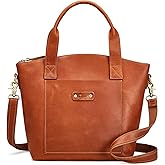 S-ZONE Genuine Leather Satchel Bags for Women Crossbody Tote Top-Handle Handbags Shoulder Purse Medium