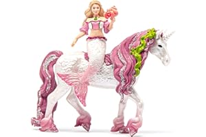 Schleich bayala, 3-Piece Playset, Mermaid Toys for Girls and Boys 5-12 years old, Mermaid Feya Riding Underwater Unicorn, Pink