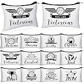 Sunnymove 12 Pcs Volleyball Makeup Bags Bulk Volleyball Team Gifts Party Favors for Sports Lovers Sports Cosmetic Pouch Women Travel Pouch Accessories Canvas Makeup Bags for Team Players Gifts