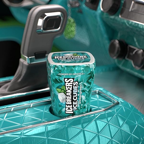 ICE BREAKERS ICE CUBES WINTERGREEN FLAVORED SUGAR FREE CHEWING GUM BOTTLES, 3.24 OZ (6 COUNT, 40 PIECES)