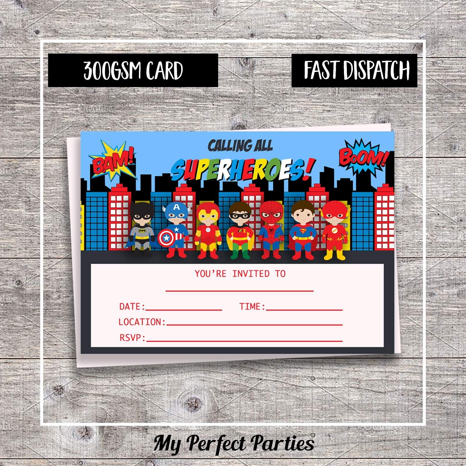 Superhero Birthday Party Invitations | Children's Birthday Party Invitations | Superhero Birthday Party | Superhero Party (10)