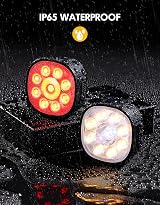 Babacom Bike Lights Front and Rear USB Rechargeable 8+7 Modes IP65 view 5