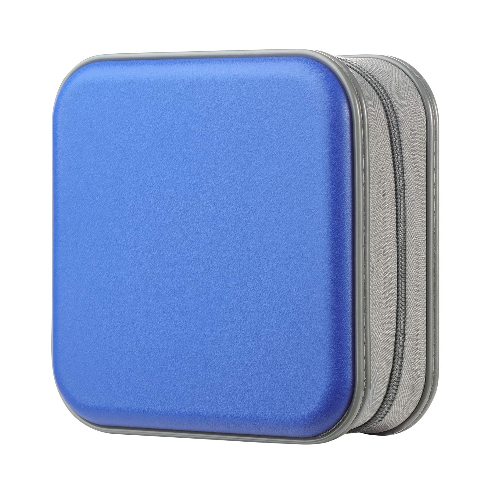 alavisxf xx CD Case, 48 Capacity Hard Plastic Portable Travel DVD Case Protective Zipper CD Case Holder Car Storage Wallet Bag (48 Capacity, Blue)