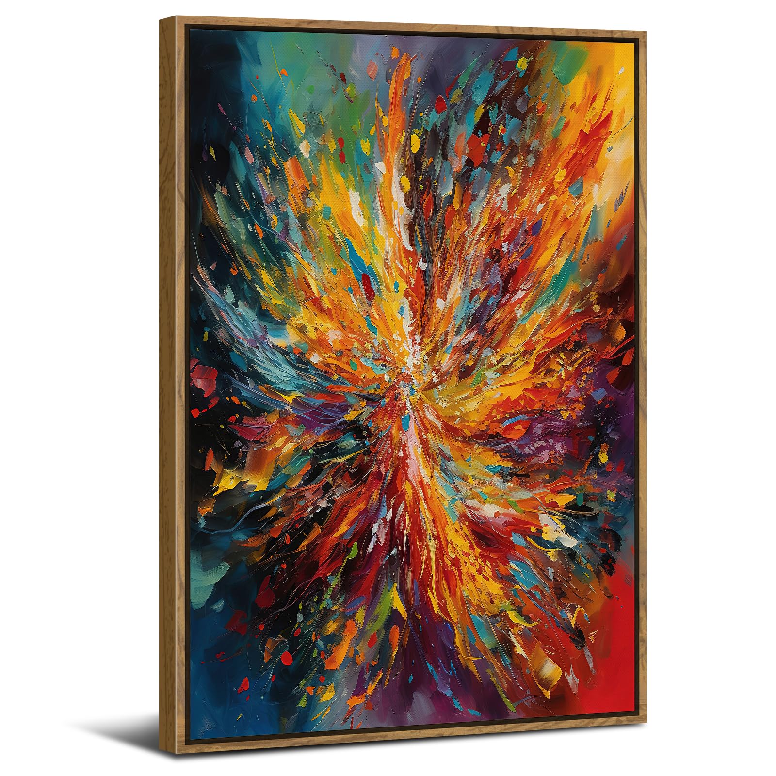 Abstract Wall Art Framed Canvas Prints Graffiti Abstract Picture Colorful Wall Decor for Living Room Bedroom Modern Watercolor Splash Texture Prints Painting Poster Vintage Artwork Decoration 12x16"