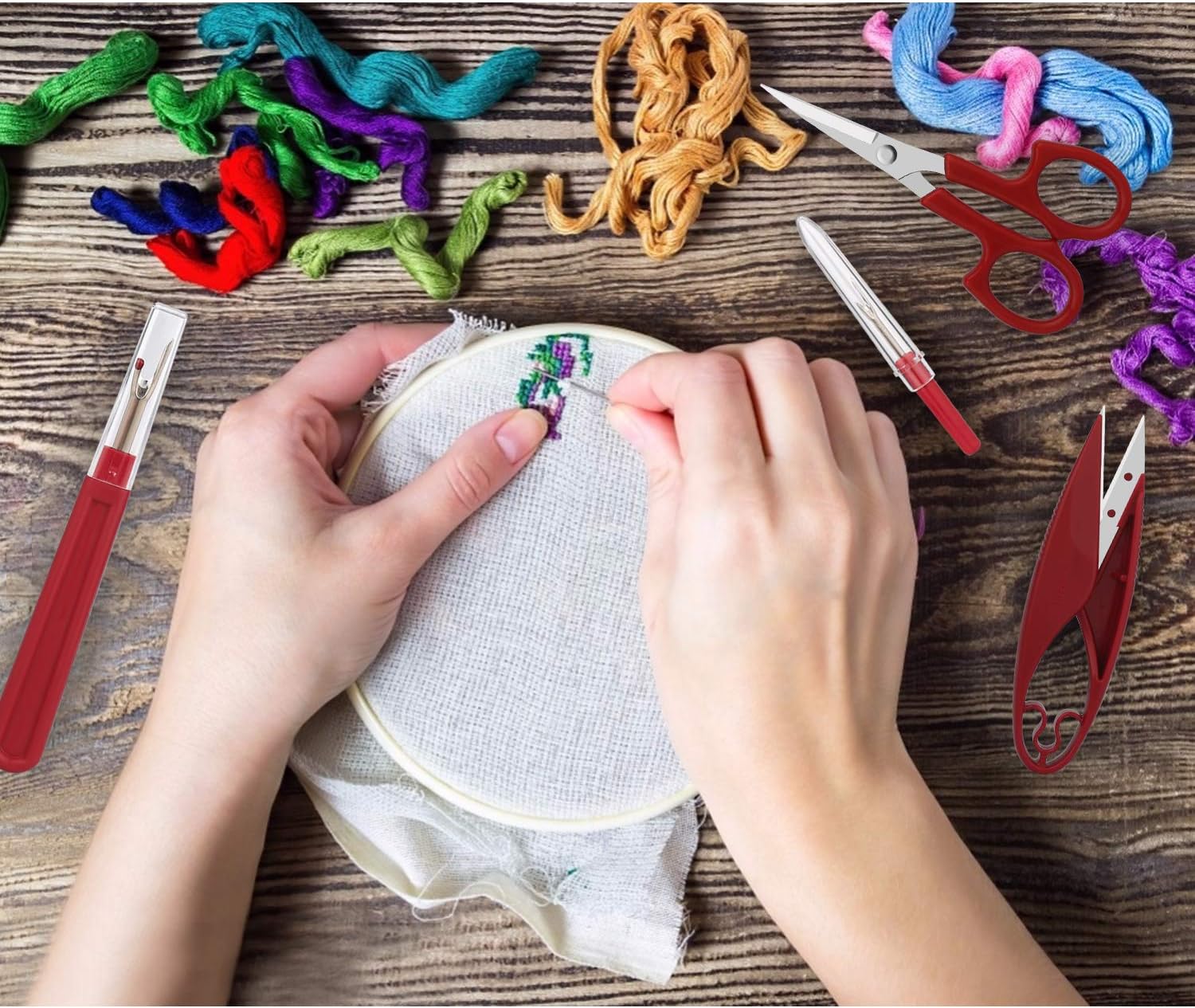 Sewing Seam Ripper Tool, Stitch Remover and Thread Cutter with 2Big+2Small Seam Rippers, 1 Pack Thread Snips, 1Pack 5”Scissor