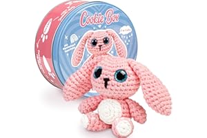 Cookie Box Original Crochet Kit for Beginners – Gift Set to Make Bunny Lola Amigurumi Plushie – Easy DIY Crochet & Knitting S