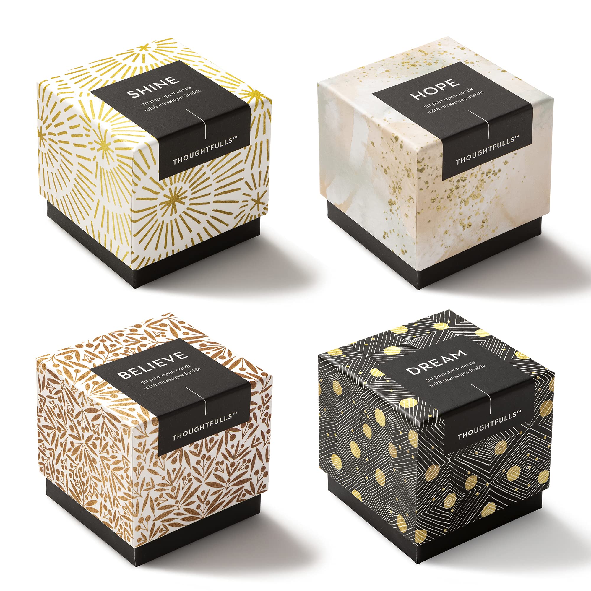 Compendium ThoughtFulls Pop Open Cards 4 Pack - Shine, Hope, Believe, Dream | 120 Pop Open Cards, Each with a Different Message Inside