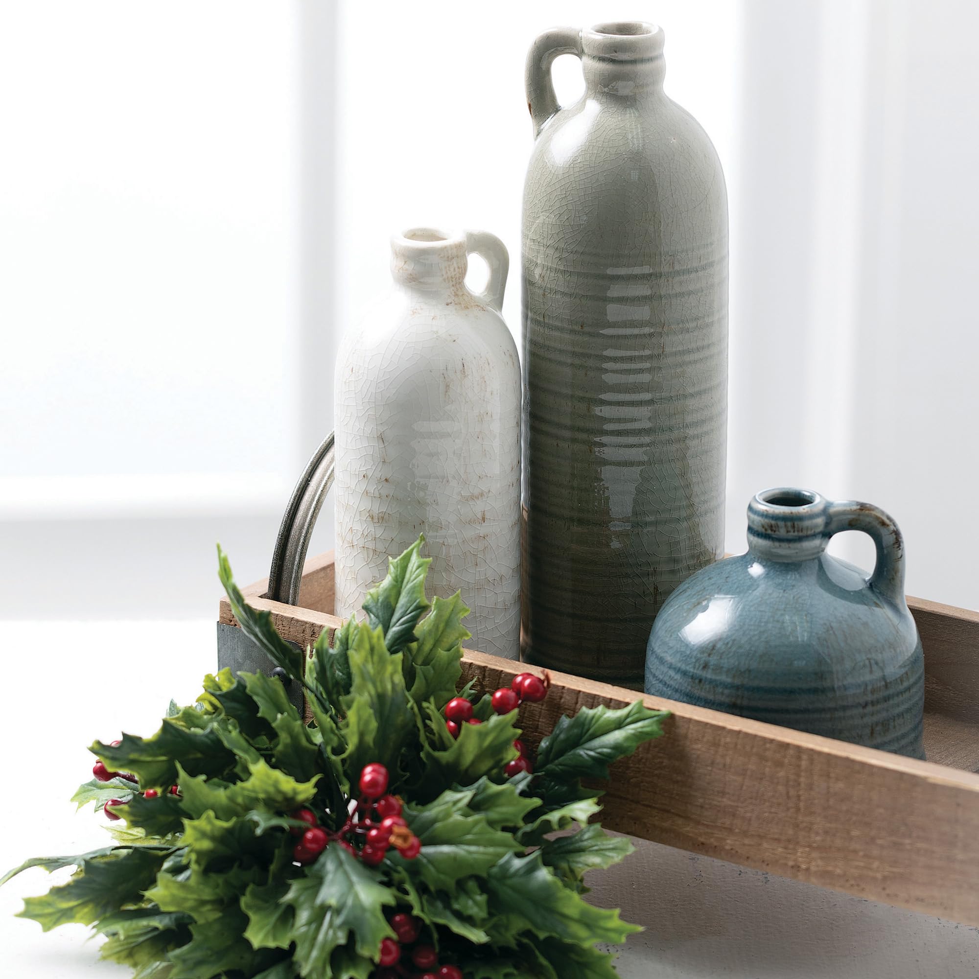 Sullivans Ceramic Jug Vase Set, Farmhouse Decor, Kitchen, Bedroom, Office, Living Room, Bathroom, & Coffee Table Centerpiece Decorations, Vases for Decor, Mantle & Shelf (CM2431) - Image 4