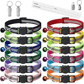 12 Pack Reflective-Breakaway Cat Collars with Bells,Safety Buckle Kitten Collar, with Name Tag, Adjustable,Ideal for Girl Cats Male Cats,Pet Supplies,Stuff,Accessories(12 Colors &amp; 2 ID Tags)
