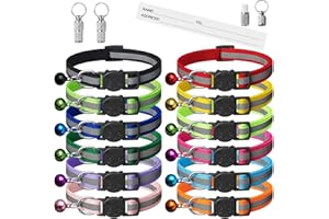EXTODRY 12 Pack Reflective-Breakaway Cat Collars with Bells,Safety Buckle Kitten Collar, with Name Tag, Adjustable,Ideal for Girl Cats Male Cats,Pet Supplies,Stuff,Accessories(12 Colors & 2 ID Tags)