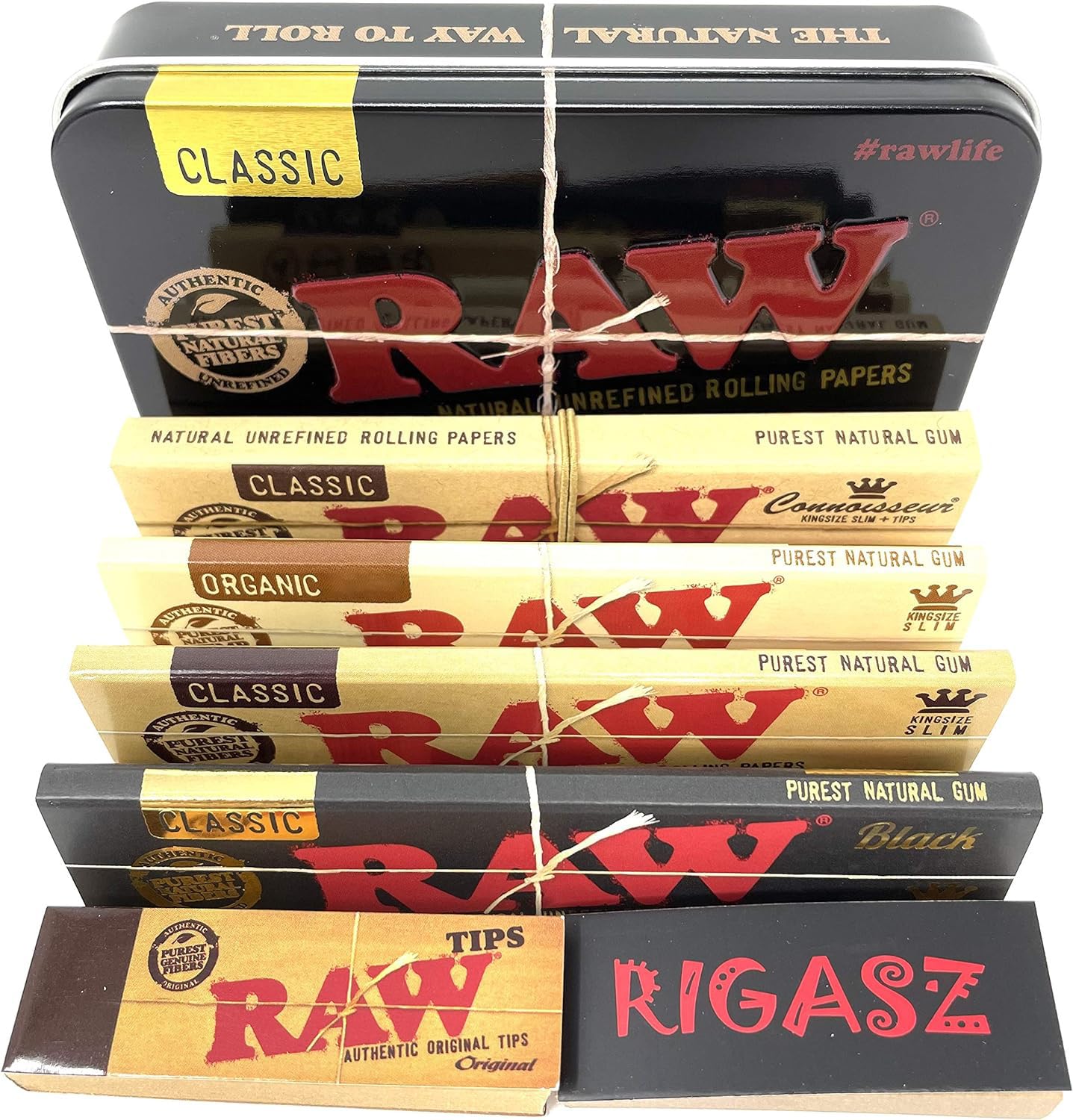 Raw Black Tin with Rolling Papers and Reds Tips