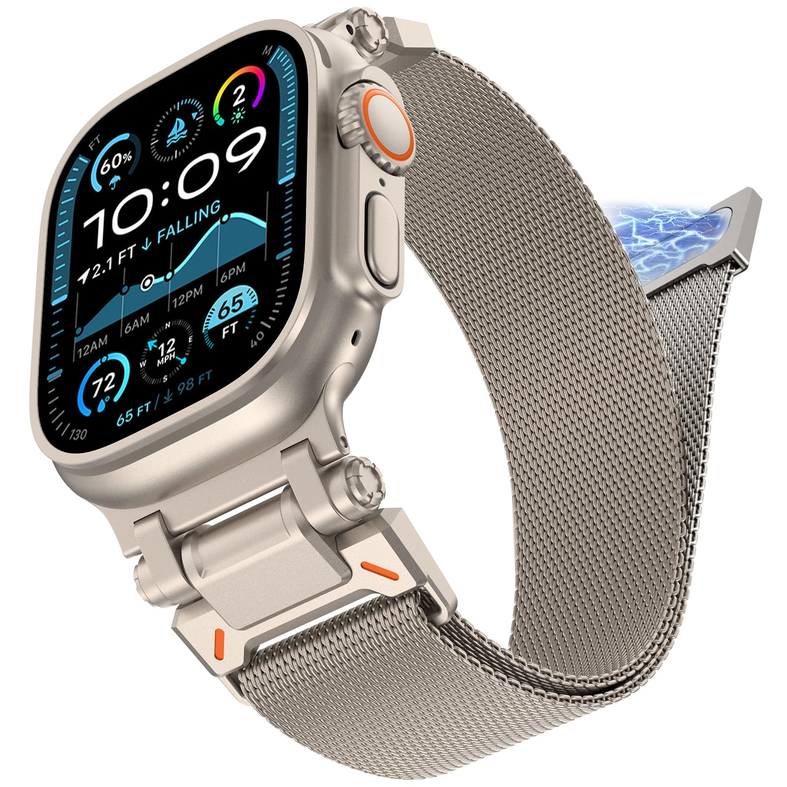 CHANCHY Milanese Strap for Apple Watch Strap 49mm 46mm 45mm 44mm 42mm(Series 3), Milanese loop Magnetic Replacement Band for iWatch Ultra 3/Ultra 2 1/SE 3 2 1/Series 11 10 9 8 7 6 5 4 3 2 1,Titanium